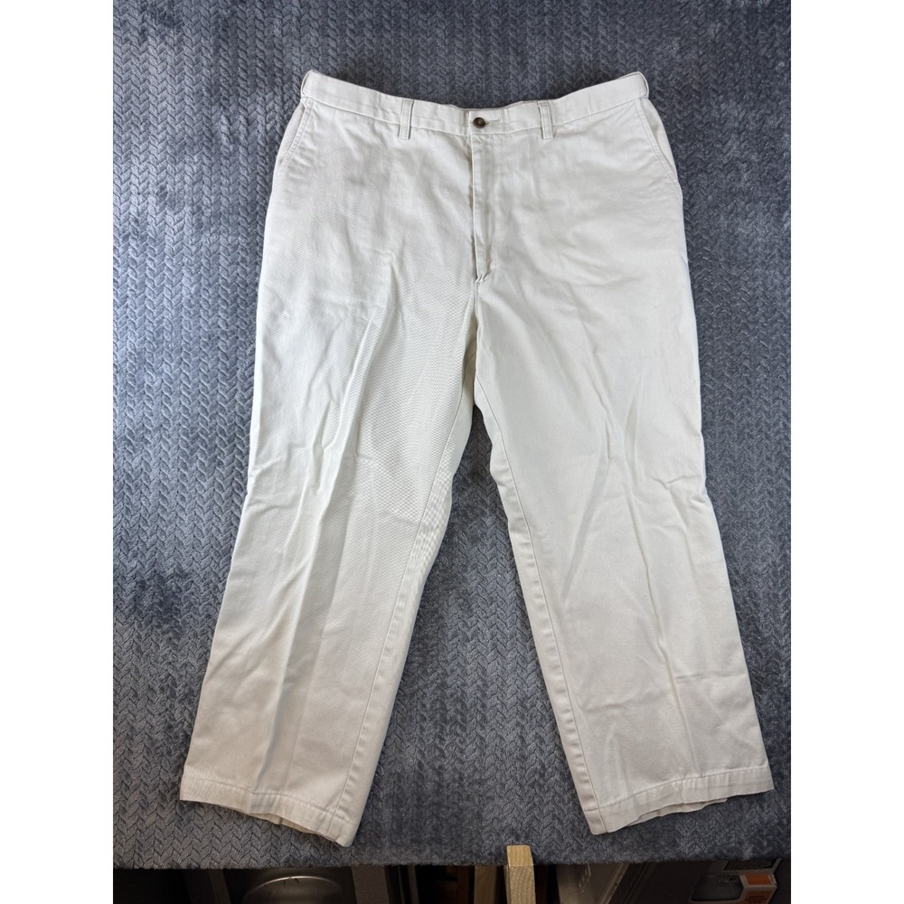 Haggar Black Label Khakis Pants Mens 38x29 White Cotton High Rise Straight Leg